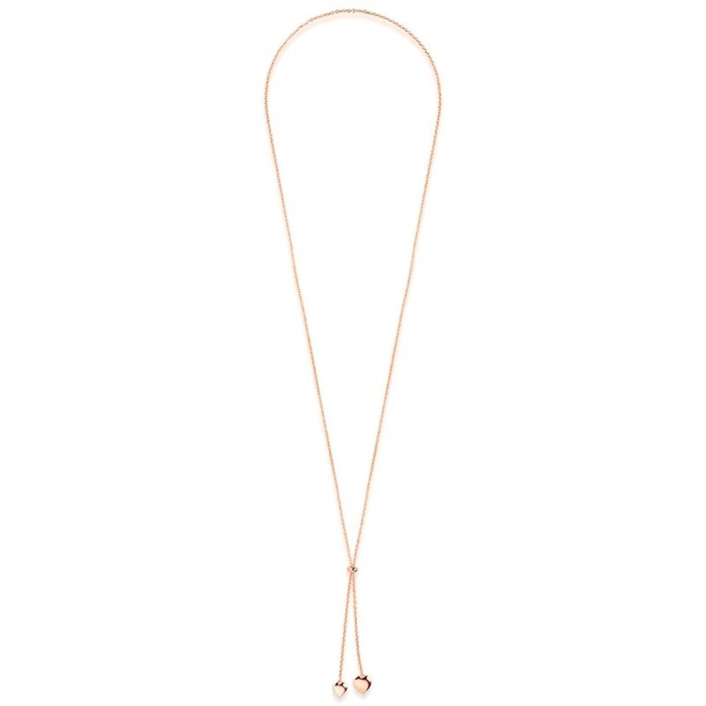 Sterling Forever Heart Drop Bolo Necklace - Rose Gold